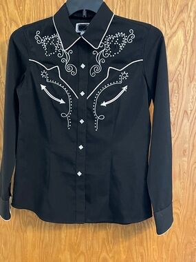 Panhandle Slim Rockabilly Western Shirt Pearl snap buttons.  Retro Embroidered